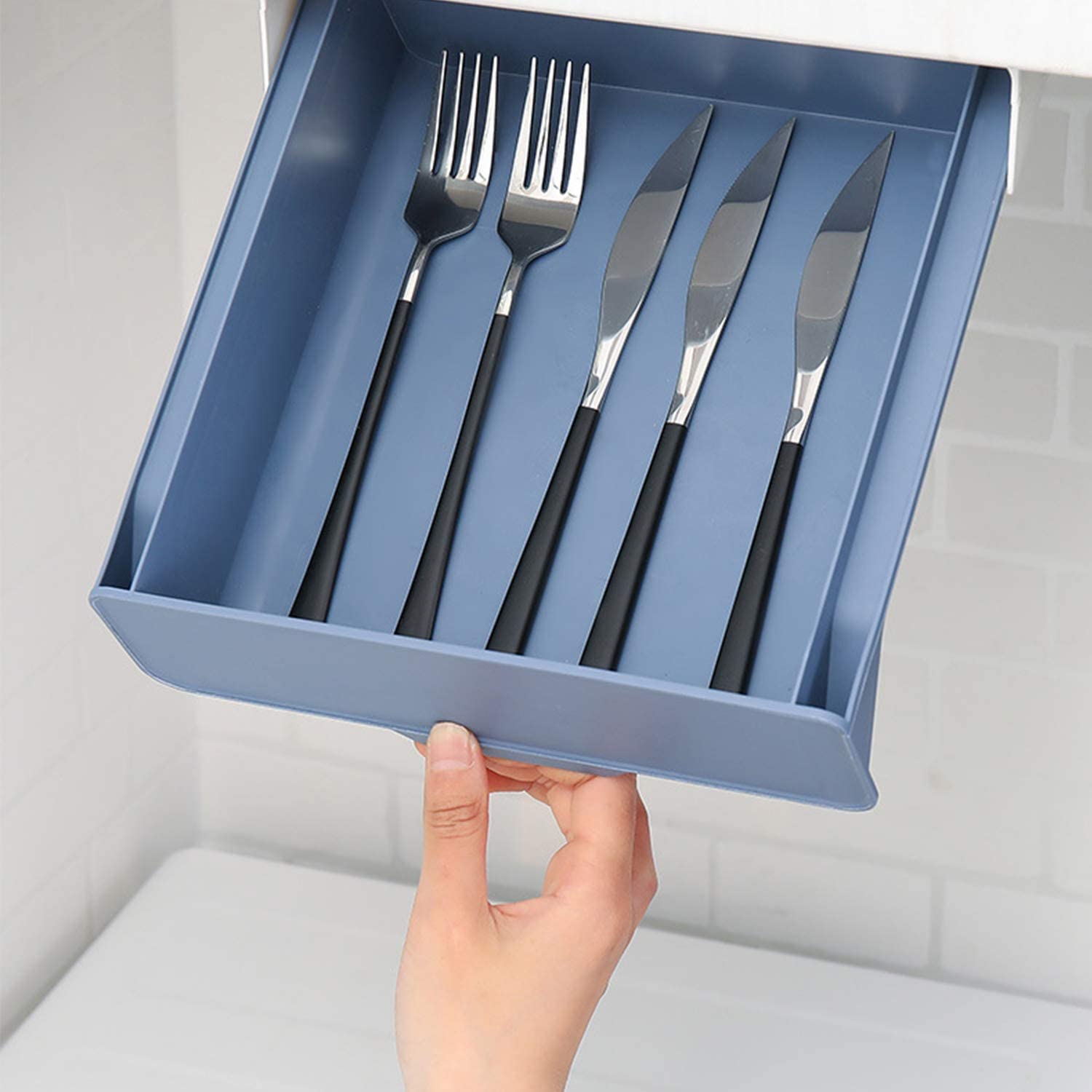 Self-Adhesive Built-In Storage Drawer, Utensil Holder, Under Desk Hanging Storage Box Self-Adhesive Built-In Storage Drawer, Utensil Holder, Under Desk Hanging Storage Box